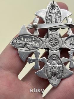 Antique Brooch Pendant Jewelry Cross Solid Silver Sterling Silver Jewelry 47g