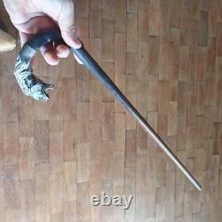 Antique Cane Lion Head Solid Silver Walking Stick