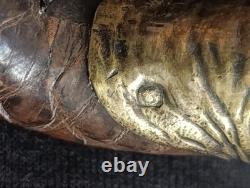 Antique Cane with Crocodile Head Solid Silver Colonial Exhibition