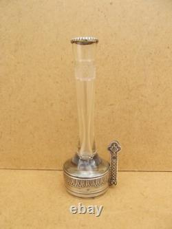 Antique Car Flower Holder Crystal Bouquet Holder with Solid Silver Mount Minerva