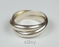 Antique Cartier Type Trinity Ring Sterling Silver Size 58 Silver Ring 8.5