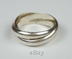 Antique Cartier Type Trinity Ring Sterling Silver Size 58 Silver Ring 8.5