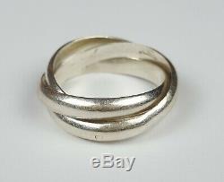 Antique Cartier Type Trinity Ring Sterling Silver Size 58 Silver Ring 8.5
