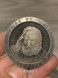 Antique Centennial Solid Silver Victor Hugo Medal