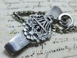 Antique Chatelaine Clasp Solid Silver Floral Decoration 19th Century