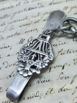 Antique Chatelaine Clasp Solid Silver Floral Decoration 19th Century