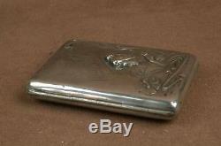 Antique Cigarette Case In Sterling Silver A Decor Art Nouveau Woman