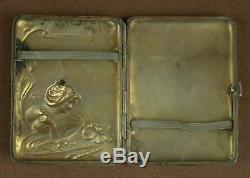 Antique Cigarette Case In Sterling Silver A Decor Art Nouveau Woman