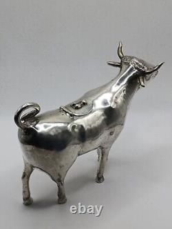 Antique Creamer Silver Milk Jug Shaped Like a Cow 193 g Table Art