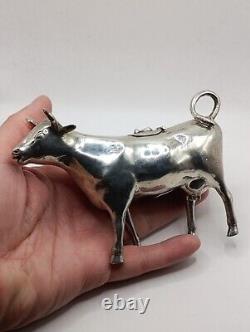 Antique Creamer Silver Milk Jug Shaped Like a Cow 193 g Table Art