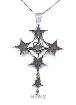 Antique Cross In Solid Silver And Star Of Digne St Vincent Provence Xixeme