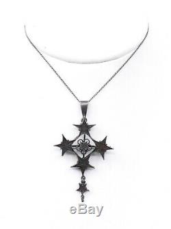 Antique Cross In Solid Silver And Star Of Digne St Vincent Provence Xixeme