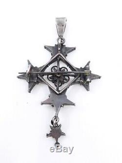 Antique Cross In Solid Silver And Star Of Digne St Vincent Provence Xixeme