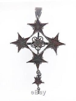 Antique Cross In Solid Silver And Star Of Digne St Vincent Provence Xixeme