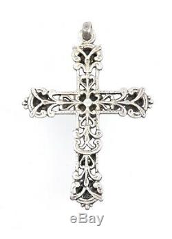 Antique Cross In Sterling Silver Cabochons Of Turquoise And Carnelian