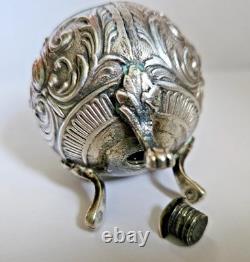 Antique Display Object Silver Pepper Shaker with Ornamental Scrollwork Hallmarks