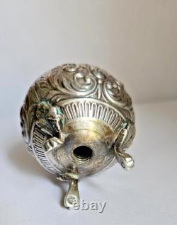 Antique Display Object Silver Pepper Shaker with Ornamental Scrollwork Hallmarks