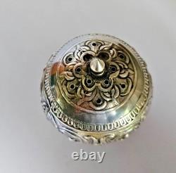 Antique Display Object Silver Pepper Shaker with Ornamental Scrollwork Hallmarks