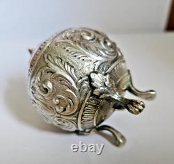 Antique Display Object Silver Pepper Shaker with Ornamental Scrollwork Hallmarks