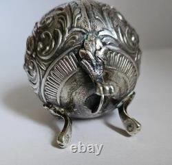 Antique Display Object Silver Pepper Shaker with Ornamental Scrollwork Hallmarks