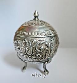 Antique Display Object Silver Pepper Shaker with Relief Decoration