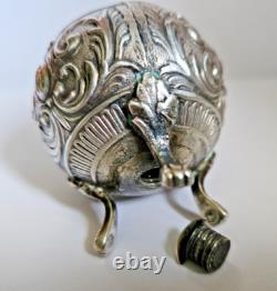 Antique Display Object Silver Pepper Shaker with Relief Decoration