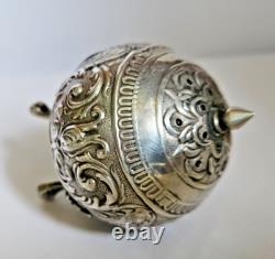 Antique Display Object Silver Pepper Shaker with Relief Decoration