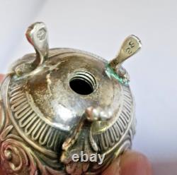 Antique Display Object Silver Pepper Shaker with Relief Decoration