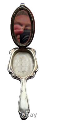 Antique Double-Sided Hand Mirror in Solid 925 Silver Napoleon III