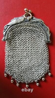 Antique Double Silver and Vermeil Mesh Purse