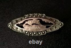 Antique Drakkar Brooch Art Deco Period Solid Gold and Silver