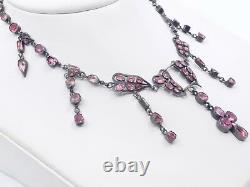 Antique Drapery Necklace In Solid Silver And Rhine Stones On 19th-century Paillon