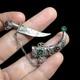 Antique Eastern Dagger Brooch In Solid Silver & Adorned With Stones & 19th Century