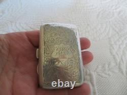 Antique English solid silver cigarette case and card holder, 43 g