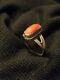 Antique Ethnic/berber Ring - Solid Silver And Genuine Coral Cabochon