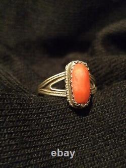 Antique Ethnic/Berber Ring - Solid Silver and Genuine Coral Cabochon