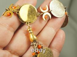 Antique Ethnic Bracelet Solid Silver Antique Coral