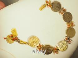 Antique Ethnic Bracelet Solid Silver Antique Coral