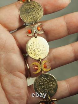Antique Ethnic Bracelet Solid Silver Antique Coral