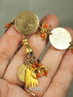 Antique Ethnic Bracelet Solid Silver Antique Coral