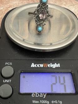 Antique Ethnic Marquise Ring 19th Century Solid Silver Size 51.5 FR