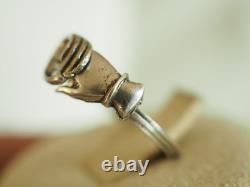 Antique Fede Ring, Sentimental Jewelry, Solid Silver, Size 50, Heart