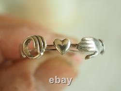 Antique Fede Ring, Sentimental Jewelry, Solid Silver, Size 50, Heart