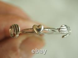 Antique Fede Ring, Sentimental Jewelry, Solid Silver, Size 50, Heart