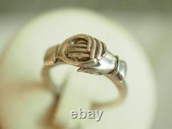 Antique Fede Ring, Sentimental Jewelry, Solid Silver, Size 50, Heart