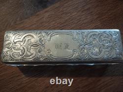 Antique Glass and Solid Silver Box Initials L. M