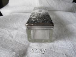 Antique Glass and Solid Silver Box Initials L. M