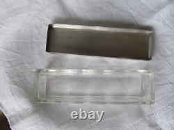 Antique Glass and Solid Silver Box Initials L. M