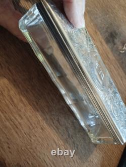 Antique Glass and Solid Silver Box Initials L. M