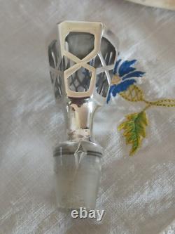 Antique Glass and Solid Silver Carafe Decorated with Cherry, Art Nouveau (MB)